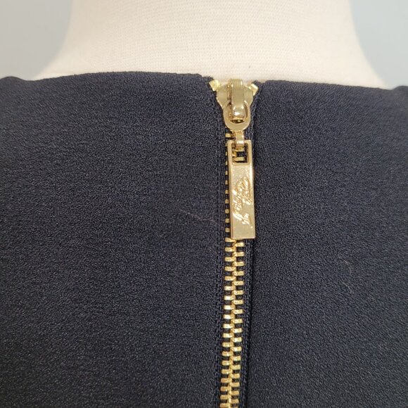 Eliza J Black Sheath Dress Flutter Sleeve Knee Length V-Neck Belted Business 2 - Picture 11 of 14